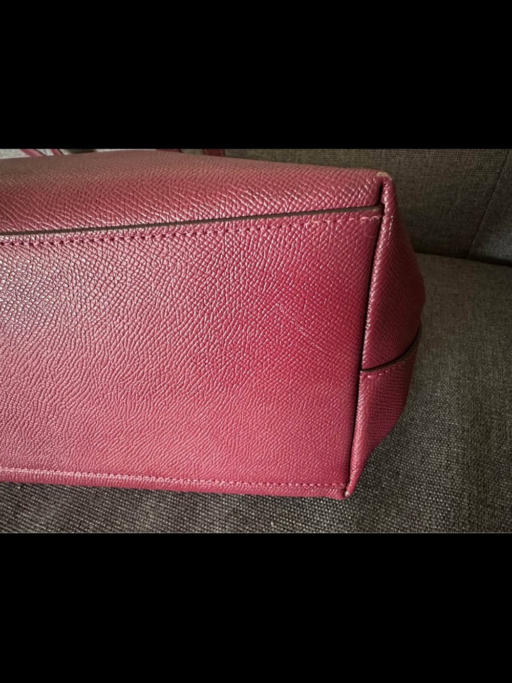 Coach Burgundy Saffiano Leather Tote with Gold Hardware - Picture 4 of 6